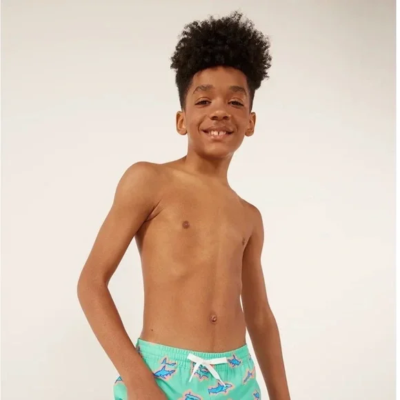 Chubbies Teal Shark Swim Trunks - Picture 5 of 5